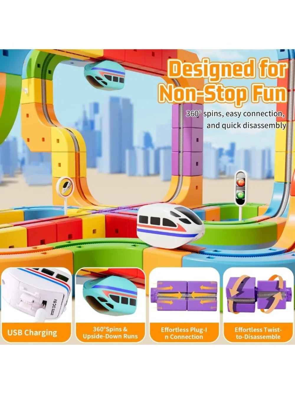 88-Piece Electric Train Set with Race Track for Kids Ages 3-8 - Fun & Engaging!